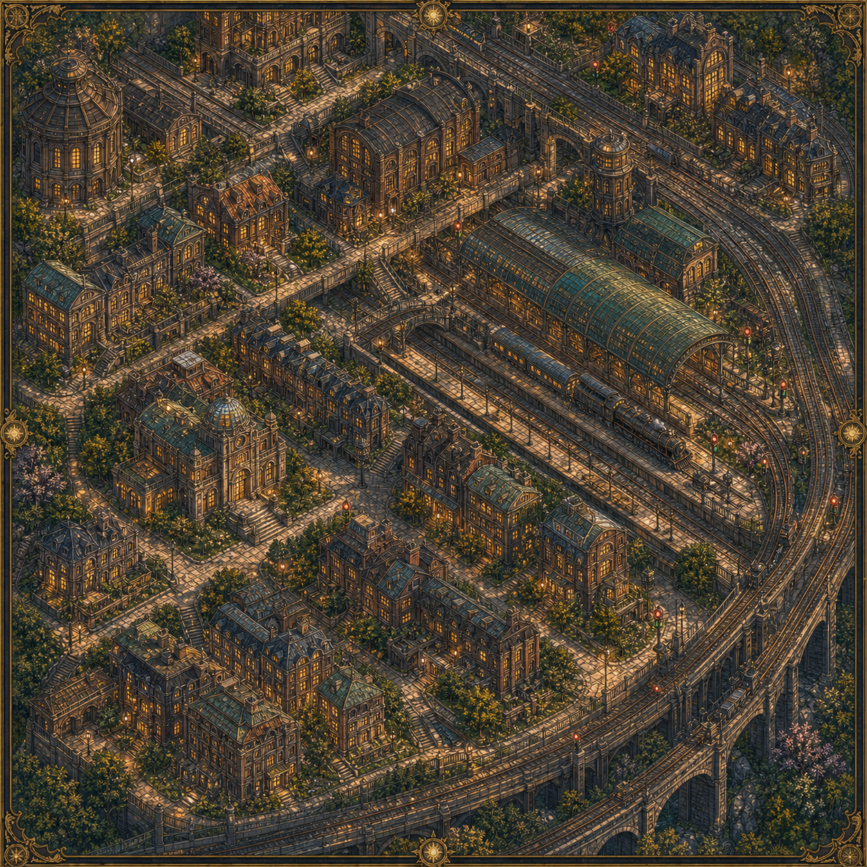 Illustrated outskirts map of Sunrail Quarter